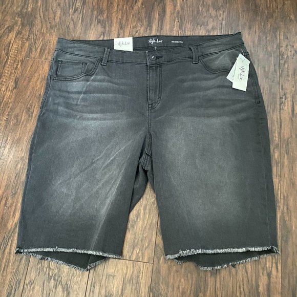 Style & Co. Plus Denim Cut-Off Bermuda Shorts - Picture 1 of 3
